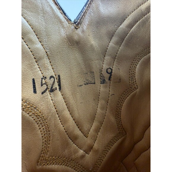 Vintage Laredo Montana Cowboy Western Boots Men's Sz 9 Toe Stitched Pattern - Picture 11 of 12